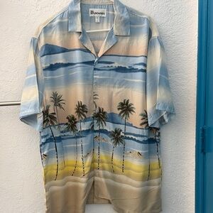 No Boundaries Blue and Yellow Palm Tree Shirt